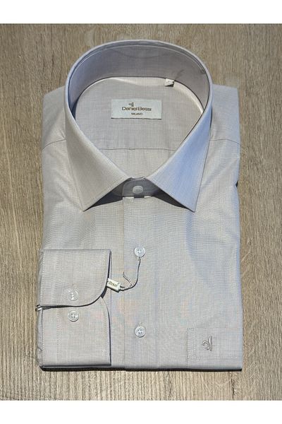Daniel Bessi Μακρυμάνικο Regular Fit Basic Βαμβακερό Μπεζ Κλασικό Ανδρικό Πουκάμισο