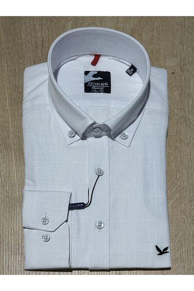 Dorss Cămașă casual pentru bărbați, cu mânecă lungă, slim fit, din bumbac cu micro model