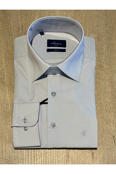 Daniel Bessi Μακρυμάνικο Slim Fit Basic Βαμβακερό Σκούρο Γκρι Κλασικό Ανδρικό Πουκάμισο