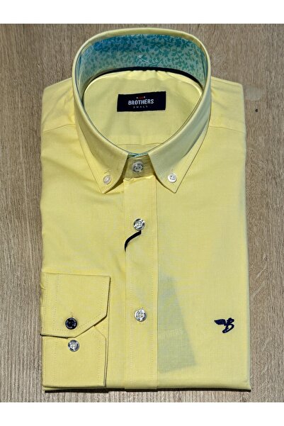 Brothers Довгорукавна сорочка з підібраним кроєм, 100% бавовна, оксфордська тканина, комір з гачком, чоловіча сорочка в стилі кежуал