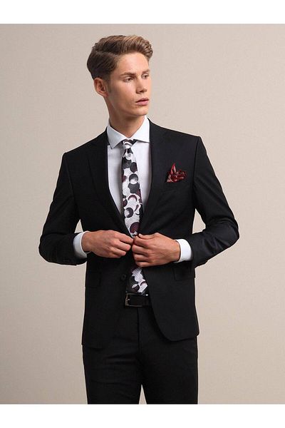 Kip Regular Fit Normal Cut Comfortable Mold 4 Drop Butterfly Mono Collar Single Slit Woolen Woven Suit