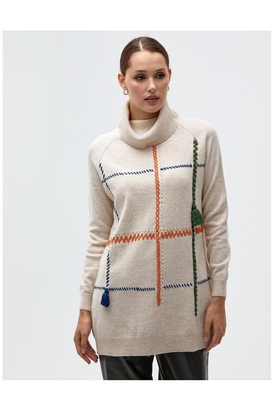 Kayra Turtleneck Stitching Detailed Knitwear Tunic