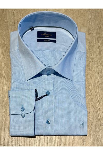 Daniel Bessi Μακρυμάνικο Slim Fit Basic Βαμβακερό Ανοιχτό Μπλε Κλασικό Ανδρικό Πουκάμισο