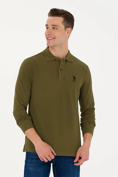 U.S. Polo Assn. Основен мъжки суитшърт с поло деколте