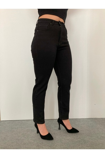 KAROL Kot Pantolon Siyah Mom Fit