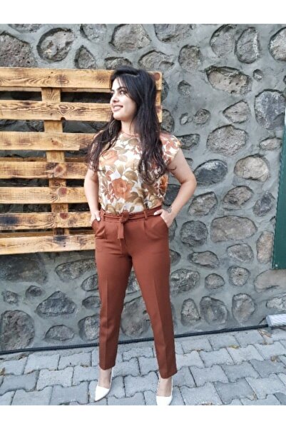 FERGAN بنطلون نسائي موديل جزرة من الطوب