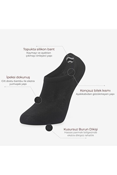 Bolero Комплект от 3 първокласни невидими бамбукови черни къси ботуши