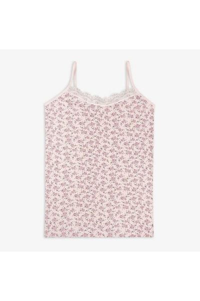 Bolero Pink Thin Strap Lace Tank Top
