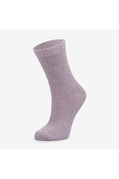 Bolero Tüylü Simli Lila Ev Çorabı