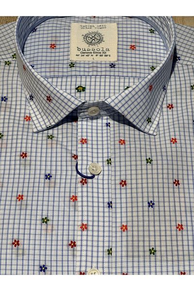 bussola Cămașă casual pentru bărbați, cu mânecă lungă, personalizată, cu model vichy