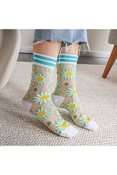 Bolero Papatyalı Japon Kore Tarzı Şeffaf Transparan Kadın Çorap Daisy