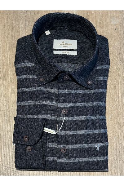 Daniel Bessi Μακρυμάνικο Slim Fit ριγέ Classic Casual Ανδρικό πουκάμισο ξυλοκόπο