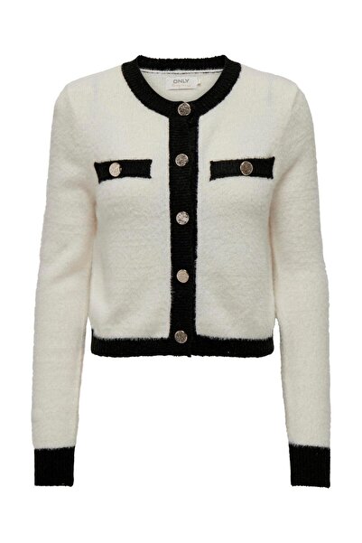 ONLY ONL LADY LS O-NECK CARDIGAN KNT Bisiklet Yaka Düğme Kapamalı Göğsü Sahte Cep Detaylı Peluş Hırka
