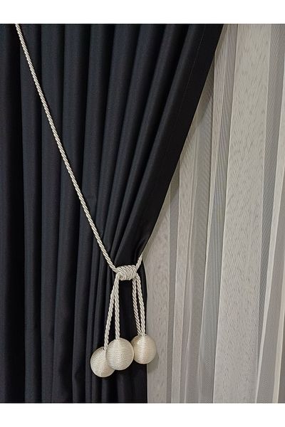 venedik home Διπλό Δέσιμο Οροφής Εκρού Τούλι και Συσκευή Φόντου - Κορνίζα Τακματική, Δέσιμο Κουρτίνας, Σχοινί και Κορδόνι