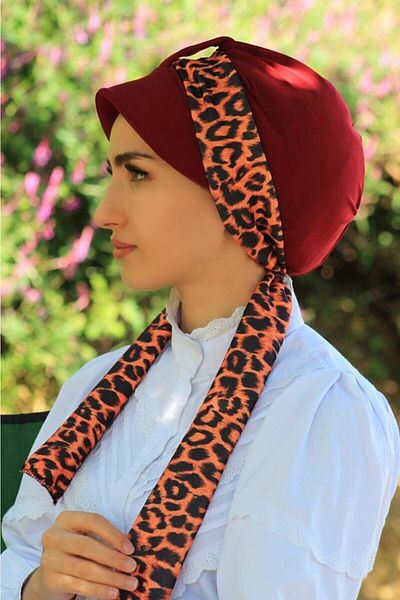 tessetür Bone diyarı Leopard Scarf Bone Red