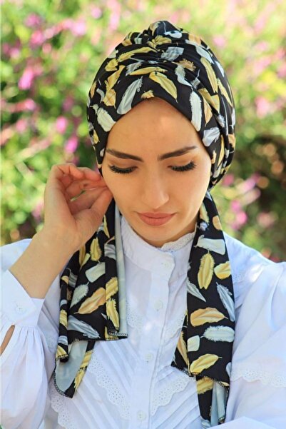 tessetür Bone diyarı Desenli Tasarım Hazır Bone Kuş Tüyü