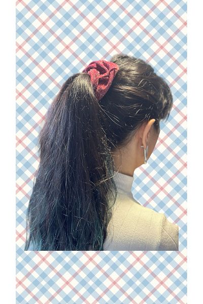 Dema Single Glitter Fabric Red Color Elastic Buckle
