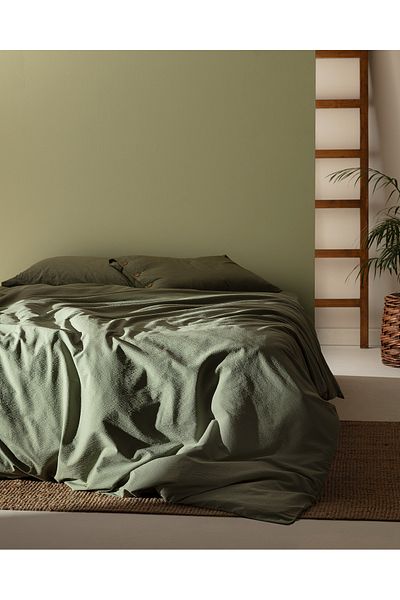 Madame Coco Linda King Size KHaki Seersucker Bedding Set - Washable