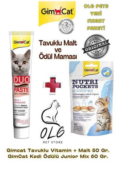 Gimcat Tavuklu Malt ( Anti Hairball ) Yavru Kedi Ödül Maması ( Junior Mix )