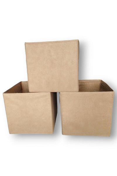 Balkan Room 3 Pieces Beige Multi-Purpose Closet Organizer Box Decorative Storage Box Shelf Organizer Large