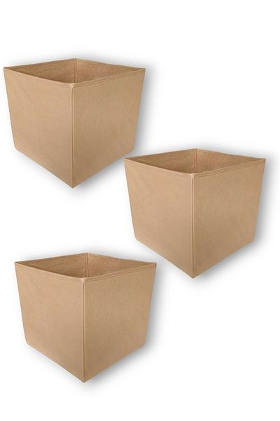 Balkan Room 3 Pieces Beige Multi-Purpose Closet Organizer Box Decorative Storage Box Shelf Organizer Large