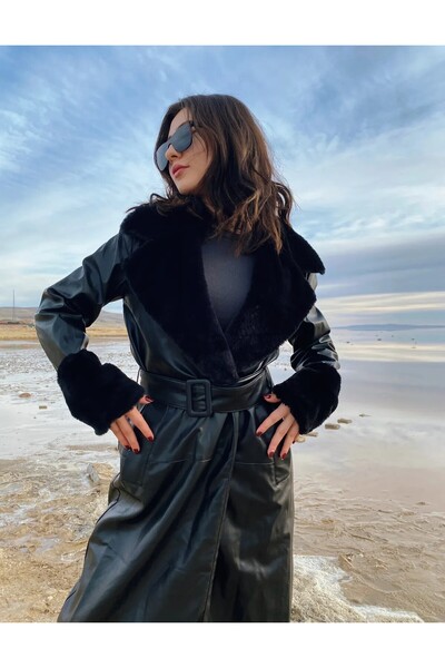 Ekim Store Шкіряне пальто Mady Long Kurklu