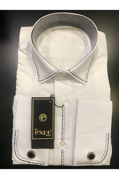 Expo Πουκάμισο Slim Fit Λευκό μανίκι με χάντρες