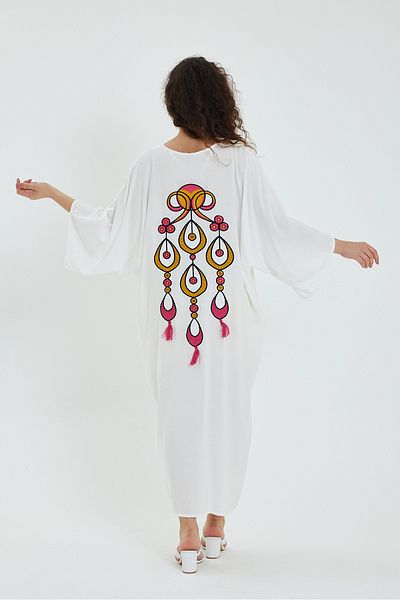 Denismoda Rochie cămașă lejeră pentru femei, cu broderie la spate și la buzunar