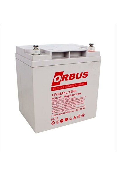 ORBUS 12 VOLT 28 AMPER JEL ENGELLİ SANDALYE AKÜSÜ ORBUS-177*166*126 8.3 kg.YATAY