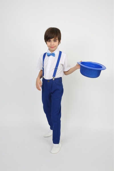 Dıgıl Kids Момчешки костюм с тиранти, риза с папионка, панталон, жълт, саксоф...