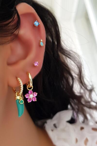 MorMajor Silver TEKL İTHAL FİL DİŞİ TURKUAZ GÜMÜŞ KÜPE