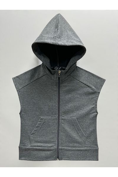 DGK COLLECTİON Boy's Anthracite Dgk High Printed Zippered Hooded Vest
