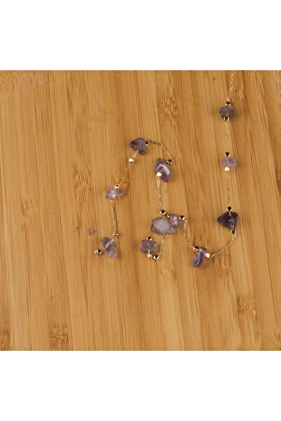 Prestij Boncuk Ametist, prirodni kamen i metal Sa perlama lanac, zlatni nakit...