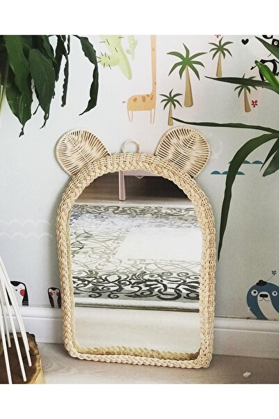 HEMA BAMBU Rattan Çocuk Odası Bebek Odası Ayna Kulaklı (40x65cm)