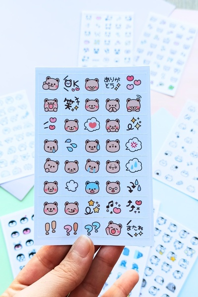 Mona Craftist 400 Adet Mini Kare Sevimli Sticker Seti Ajanda Emoji Bullet Journal Planlaycı Günlük