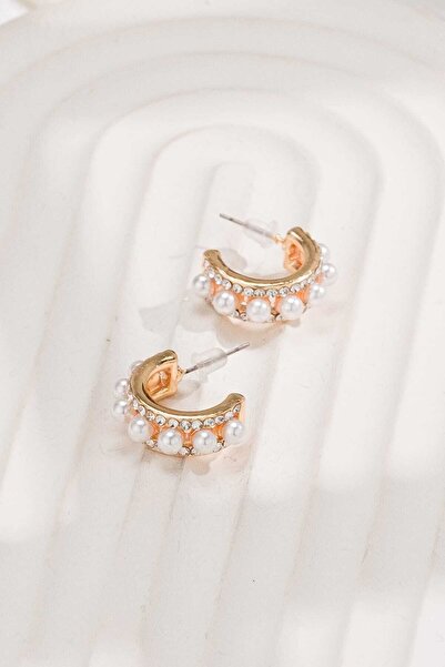 MRK نصف هوب أقراط مع اللؤلؤ