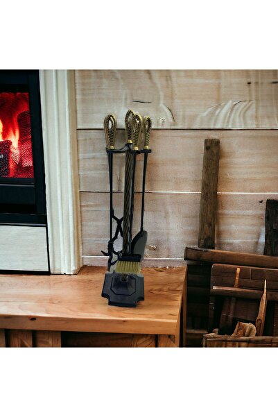 LUCKYHOMES Şömine Maşa Kürek Takımı Damla Model Döküm Maşa Kürek Seti