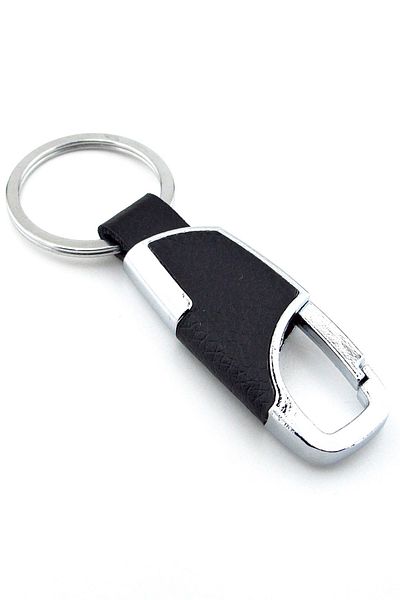 Solfera Black Leather Metal Hook Waist Hanger Classic Keychain KC091