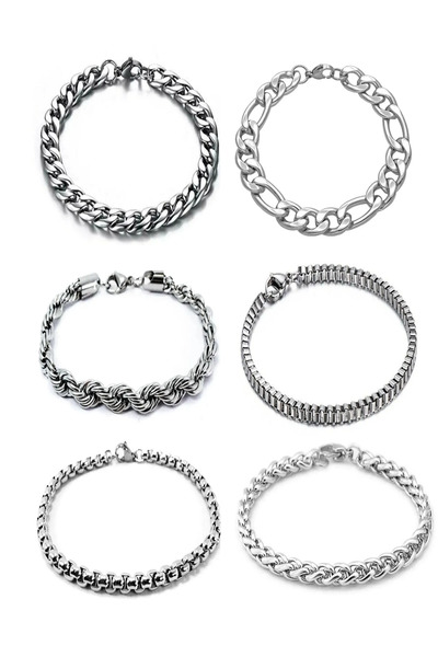 dergavud 6'lı Bileklik Seti Gurmet,figaro,burgu,küp,örme Ve Angelus