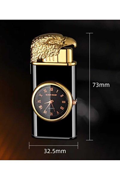 funshop Kişiye Özel Isimli Saatli Kartal Tasarım Çift Alevli Özel Başlıklı Şık Tasarımlı Turbo Gazlı Çakmak