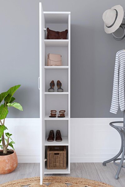 KZY 6 Bölmeli Tek Kapaklı Çok Amaçlı Dolap - Beyaz