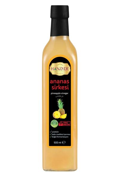 Hanzade Bitkisel Ananas Sirkesi 500 ml Doğal Fermante Saf Içilebilir Cam Şişe...