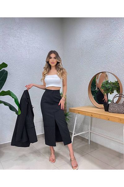 ZF BUTİK OVERSIZED ANZUGKLEID MIT GESTREIFTEM ROCK