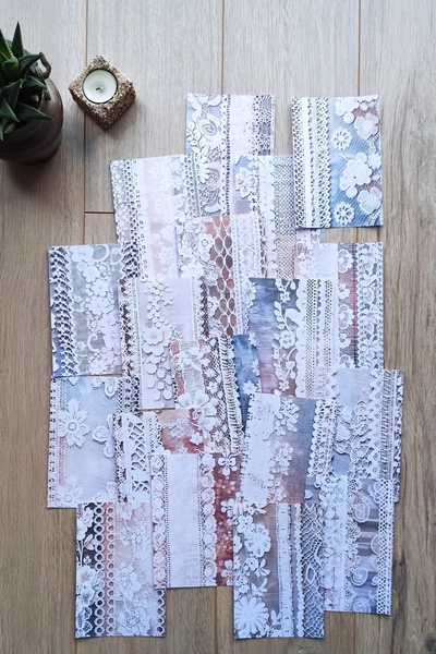 Mona Craftist 18 Adet Eskitme Vintage Dantel Temalı Scrapbook Kağıt Seti Bull...