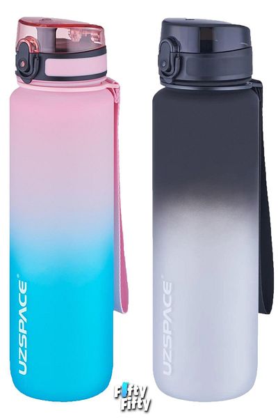 Uzspace 2-Piece Tritan Water Bottle Set 1000ml Large Size Double Color Softtouch FF Collection Tritan Water Bottles