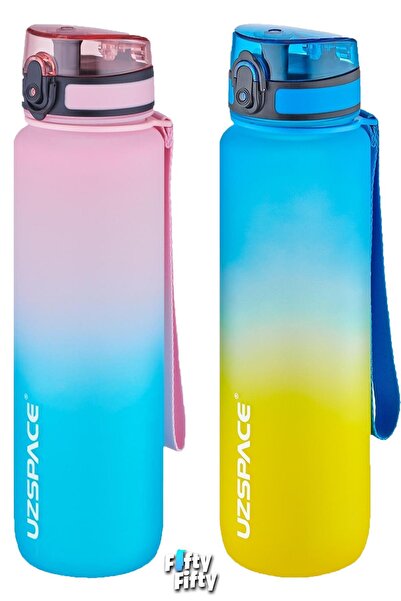 Uzspace طقم قارورة تريتان مكون من قطعتين 1000 مل حجم كبير مزدوج اللون مجموعة ...