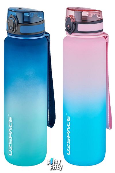 Uzspace 2-Piece Tritan Water Bottle Set 1000ml Large Size Double Color Softtouch FF Collection Tritan Water Bottles
