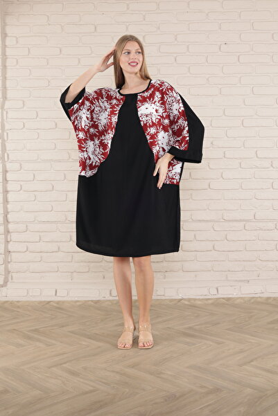 mervemoda rochie tunică de damă cu mânecă scurta lungime midi