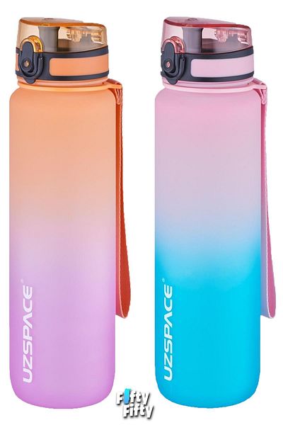 Uzspace 2-Piece Tritan Water Bottle Set 1000ml Large Size Double Color Softtouch FF Collection Tritan Water Bottles