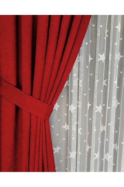 BD beyaz dokuma Red Pleated Background Curtain Velvety High Quality Single Wing